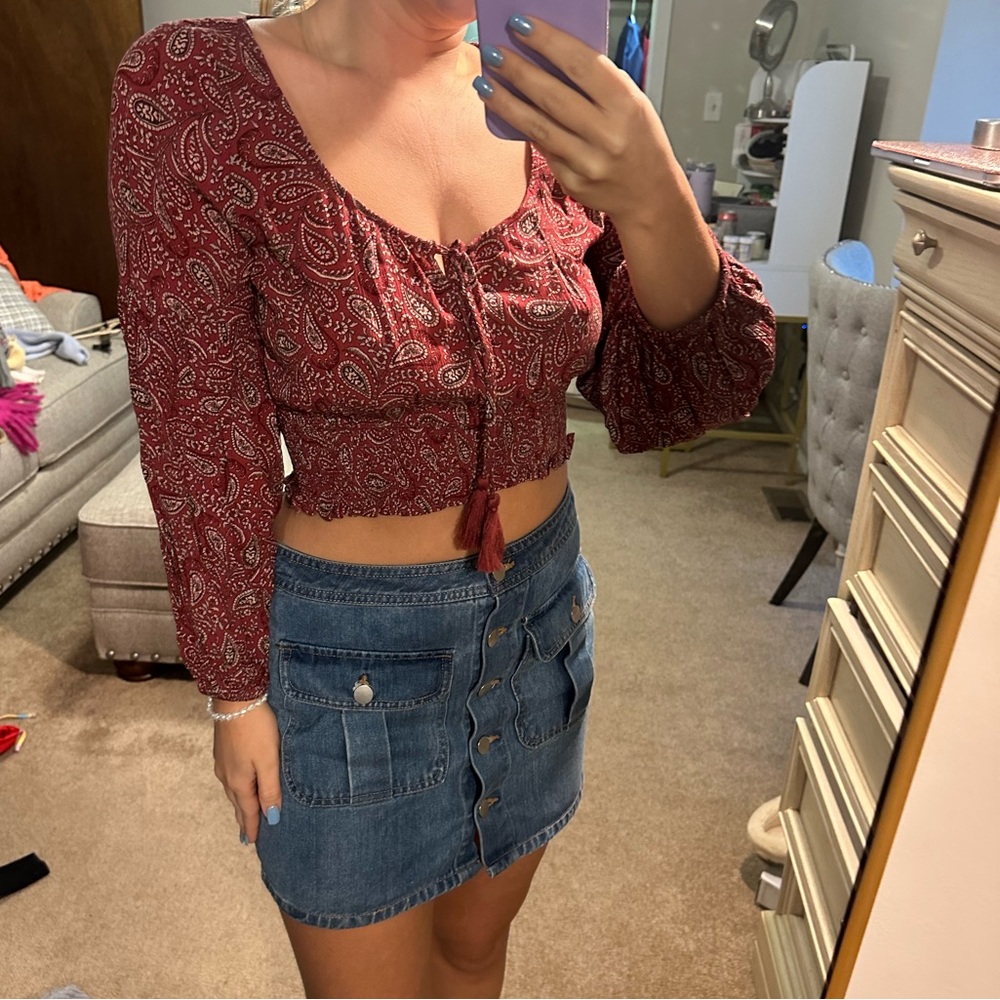 Paisley smocked Crop top